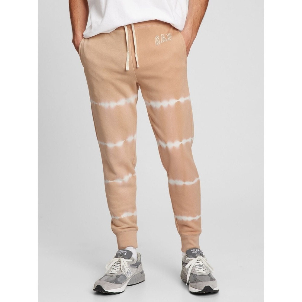 Gap‎ Mens Logo Tie-Dye Jogger Sweatpants Tan Beige White XXL 815814-00-1 NEW